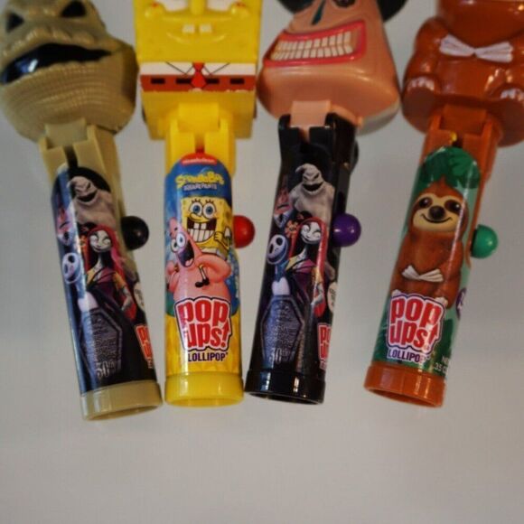 Pop Ups 4 Empty Lollipop Containers Nightmare Before Christmas Sloth Spongebob - Picture 6 of 6